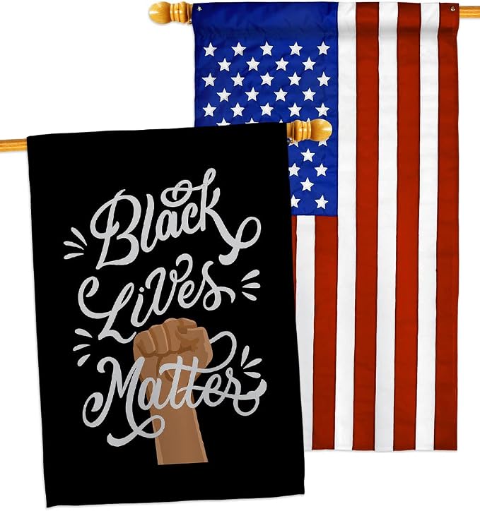 Black Lives Matter Stop Racism House Flag Pack Support Cause BLM Anti Revolution Movement Equality Social USA Applique Decoration Banner Small Garden Yard Gift Double-Sided, 28"x 40", Made in 28 X 40