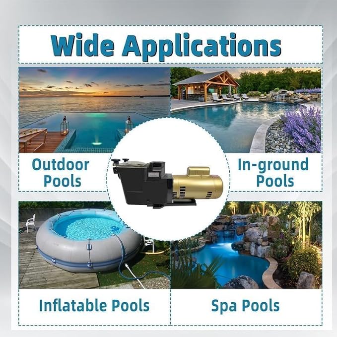 SP2610X15 1.5HP Super Pool Pump Fit for Hayward W3SP2610X15 | 1.5" and 2" Ports, 110/220V, Single Speed, for All In-Ground Swimming Pool and Spa