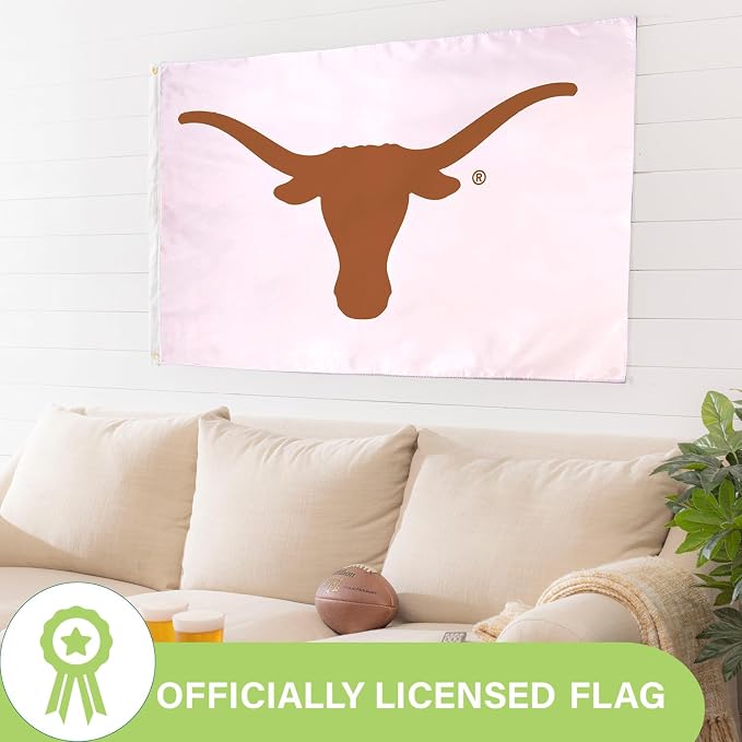 NCAA University of Texas Flag with Grommets, 3'x5' UT Longhorns Outdoor College Flags & Banners for Garden Patio Indoor Wall Décor
