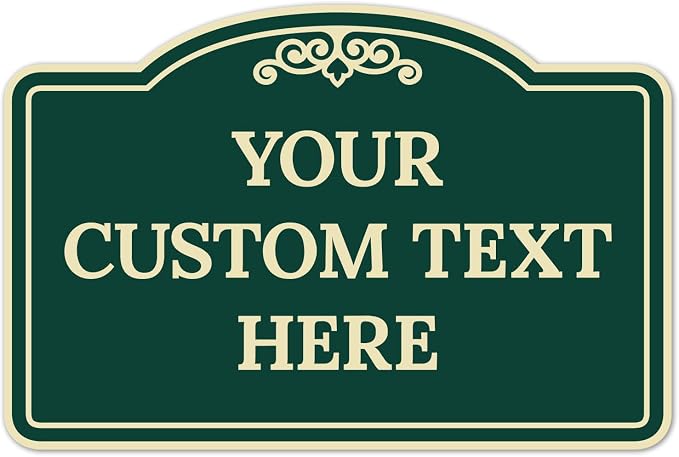 Custom Decorative Sign, Personalized Metal Sign for Business, Driveway, Home, Airbnb, Office Door Plaque, Green Background 12x18 Inches, ACM, Fade Resistant, Made in USA by Sigo Signs