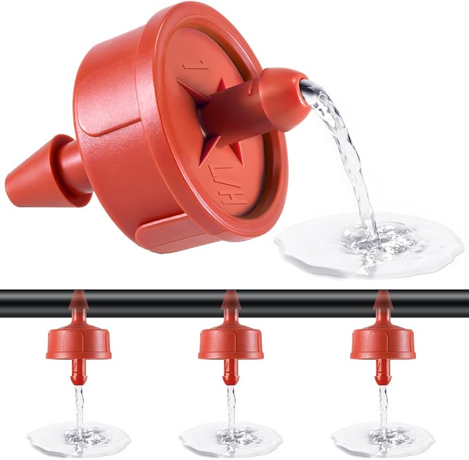 300 PCS 2 GPH Pressure Compensating Drip Irrigation Spot Dripper, Strong Flow Drip Irrigation Emitters Heads for Shrubs Small Trees, Irrigation Drippers Parts for Deep Root Outdoor Garden Irrigation