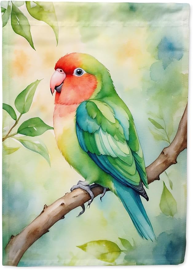 Caroline's Treasures Peachfaced Lovebird House Flag Large Porch Sleeve Pole Decorative Outside Yard Banner Artwork Wall Hanging, Polyester, House Size, Multicolor