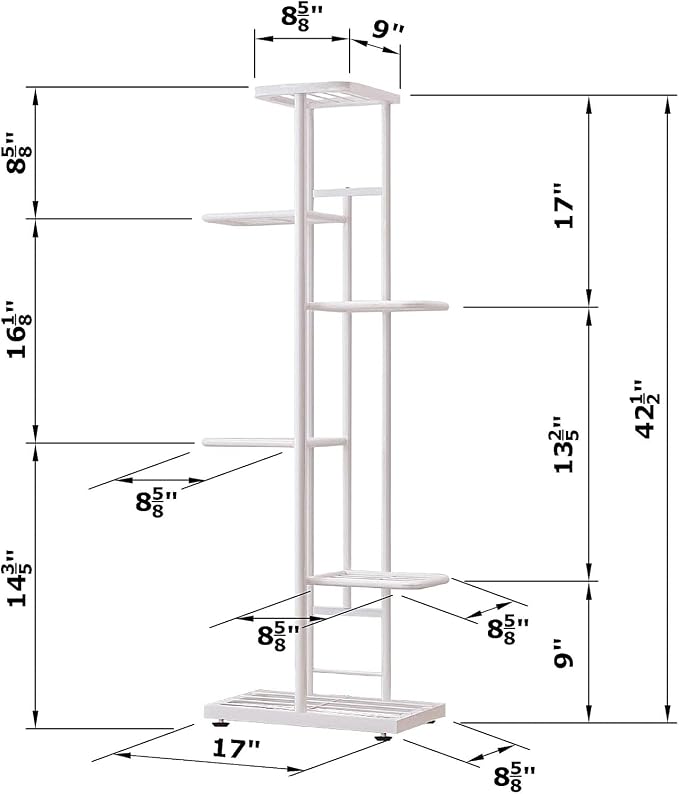 MTB Garden 6 Tier Metal Plant Stand for Indoor Outdoor Flower Pot Display Planter Shelf, White