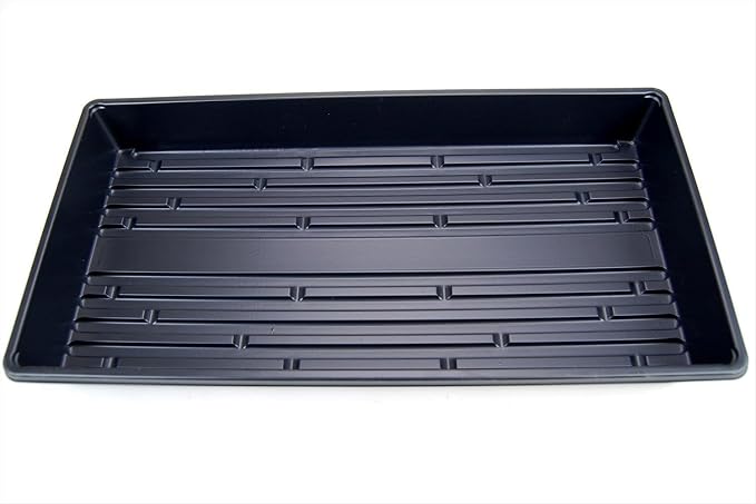 Living Whole Foods 10 Pack of Durable Black Plastic Growing Trays (Without Drain Holes) 21" X 11" X 2" - Flowers, Seedlings, Plants, Wheatgrass, Microgreens & More