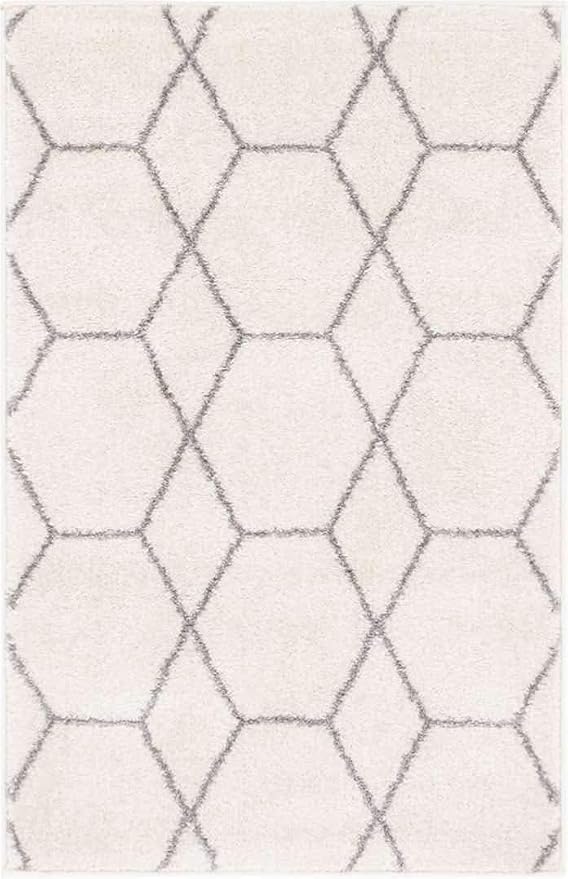 Unique Loom Trellis Frieze Collection Area Rug - Geometric (2' x 3' 1", Ivory/ Gray)
