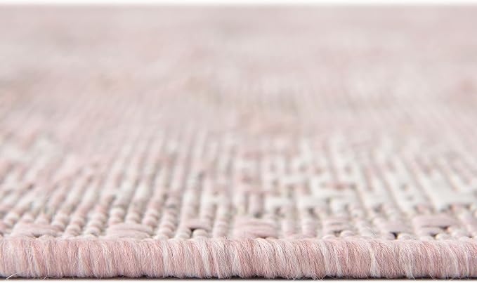 Unique Loom Outdoor Traditional Collection Area Rug - Valeria (7' 10" Octagon, Pink/ Ivory)