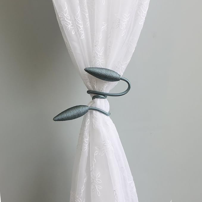 Valea Home 2 Pieces Curtain Tiebacks, Creative Window Drape Twist Tie Backs European Style Custom Made Curtain Holder Clips Decorative Draperies Holdbacks, Teal