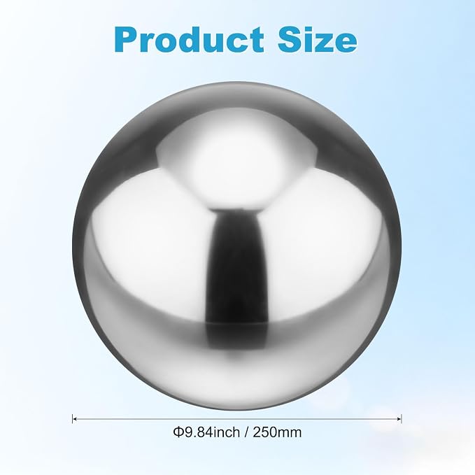 M METERXITY 1-Pack Garden Gazing Globes Ball 10 Inch 201 Stainless Steel Hollow Mirror Reflective Floating Ball for Garden/Pond/Home/Yard Outdoor Decoration [Silver]