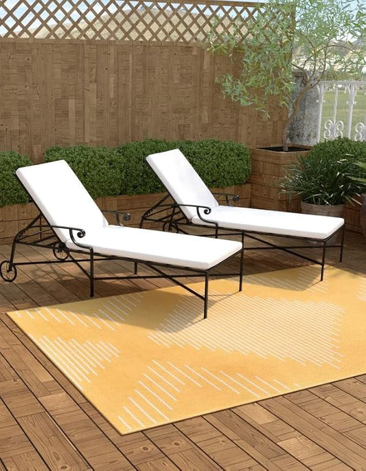 Unique Loom Outdoor Modern Collection Area Rug - Tambor (7' 10" x 10' Rectangle, Yellow/ Ivory)