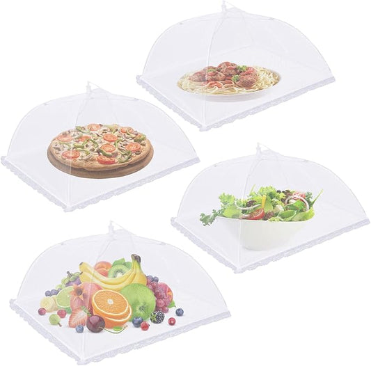 4 Pack Mesh Food Covers 14 inch, Large and Tall Food Covers, Pop-Up Mesh Food Covers Tent Umbrella for BBQs, Outdoors, Screen Tents, Parties Picnics