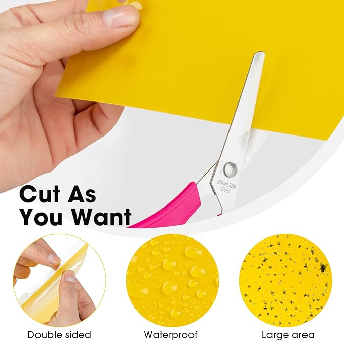 Qualirey 550 Pcs 7.9 x 4 Inch Yellow Sticky Traps for Plant Gnats Dual Sided Fruit Fly Sticky Traps for Indoors Outdoors with Twist Ties & Plastic Holders for Insect, Fungus Gnats, Whiteflies, Aphids