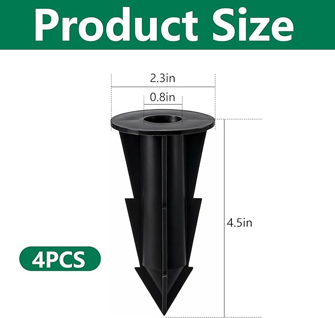 4 Pcs Memorial Artificial Flower Holder, Patio Garden Floral Ground Spikes, Cemetery Flower Container Stakes for Outdoor Yard Grave Faux Flowers Indoor Window Box Planter Pot (Black)