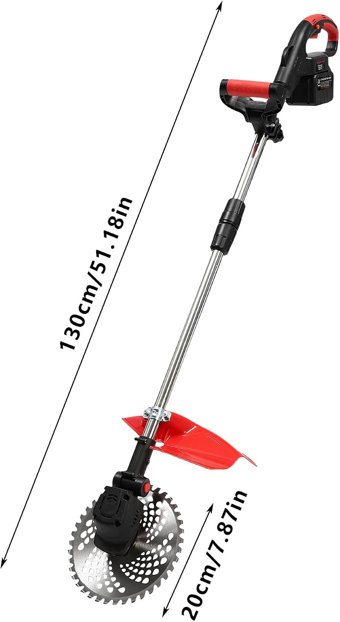 1800W 21V Battery Powered Cordless Weeder, Lawn Trimmer with 2 Lithium Ion Batteries, 1 Charger and Cutting Blades, for Lawn, Yard, Garden, Bush Trimming and Pruning