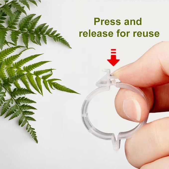 Secured Plastic Plant Clip, 2025 Upgrade Plant Support Clips Reusable Garden Clips, Garden Clips for Climbing Plants, Plastic Trellis Clips Tomato Grape Vine Vegetables Plant Fixing Clips (150, Black)