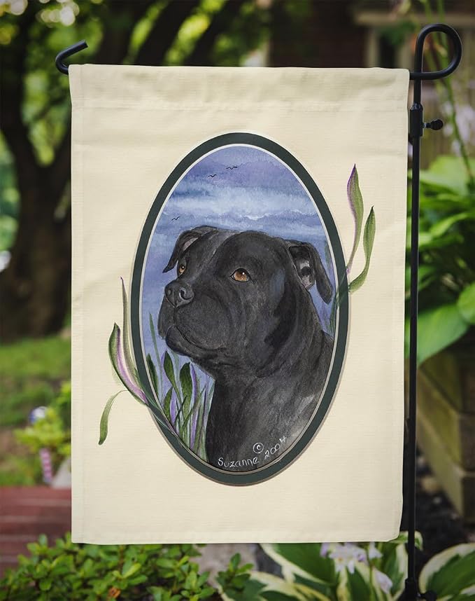 Caroline's Treasures SS8017GF Staffie Garden Flag Mailbox Flag Decorative Yard Flag Banner Outside Patio Artwork Yard Flower Beds, Garden Size, Multicolor