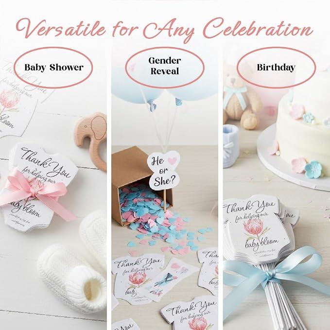 15pcs Protea Onesie-Shaped Gift Tags with Wildflower Seeds - Writable Gift Wrap Tags for Baby Showers, Mother's Day Present, Party Favors, DIY Crafts, & Earth Day Decorations