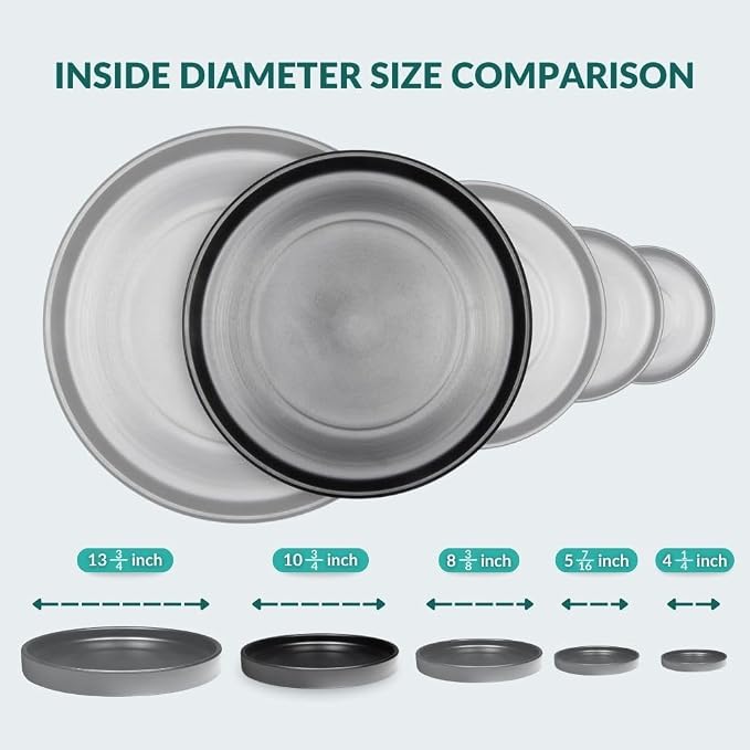 Heavy Duty Ceramic Plant Dish - with Silicone Feet for Added Surface Protection - Scratch-Resistant Plant Saucers, Pots 10.75" at the Base or Less, Flower Pot Saucers, Pebble Tray for Plant Humidity