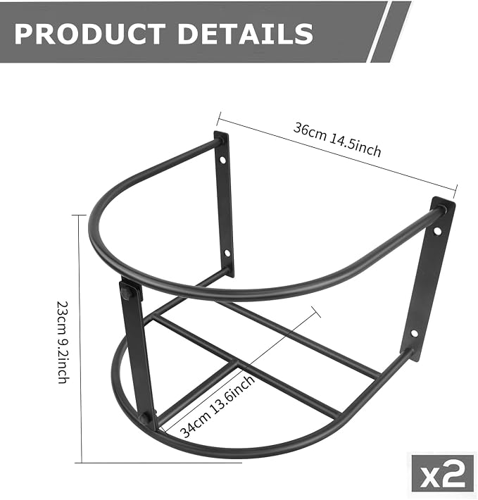 2 Pack Bucket Holder,5 Gallon Water and Feed Bucket Holder Wall Mounted Hanger for Horse,Goat,Sheep and Other Livestock,14.5x13.6x9.2 Inch