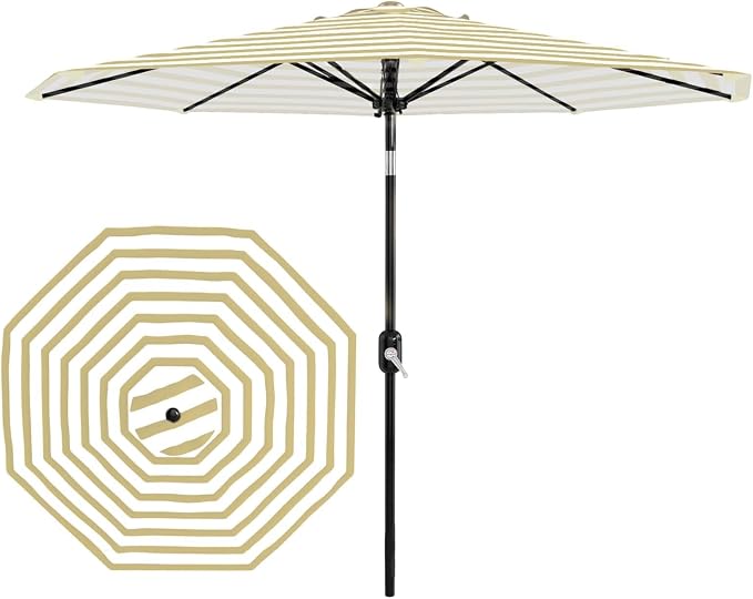 Garvee 10FT Patio Umbrella - Outdoor Table Umbrella with Smooth Crank Lift, Push Button Tilt and 8 Sturdy Ribs - Market Umbrella UV Protection Waterproof for Pool, Deck, Yard, Garden