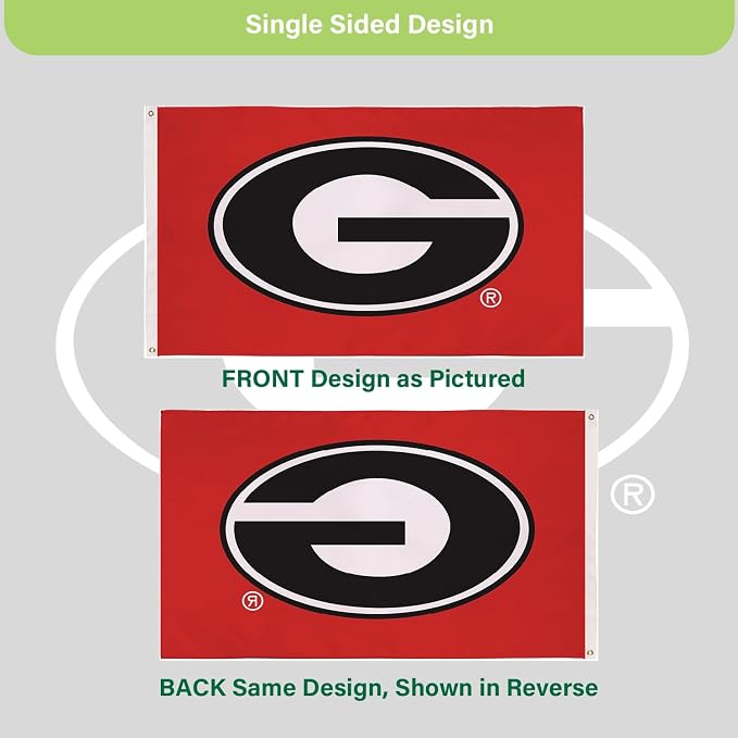 NCAA University of Georgia Flag with Grommets, 3'x5' UGA Bulldogs Outdoor College Flags & Banners for Garden Patio Indoor Wall Décor