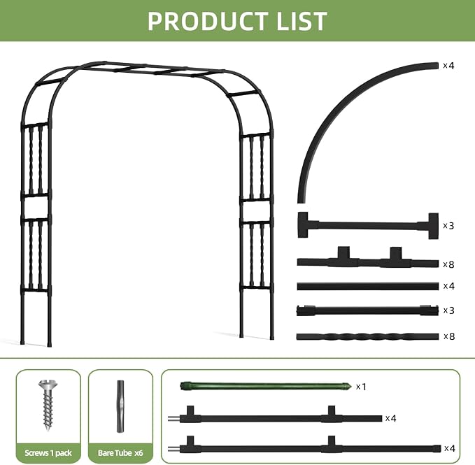 6.9x7.9FT Square Tube Garden Arbor Trellis,Unique Design Metal Arch for Climbing Plants Outdoor,Large Wedding Arch for Ceremony,Lawn Patio Backyard Decoration
