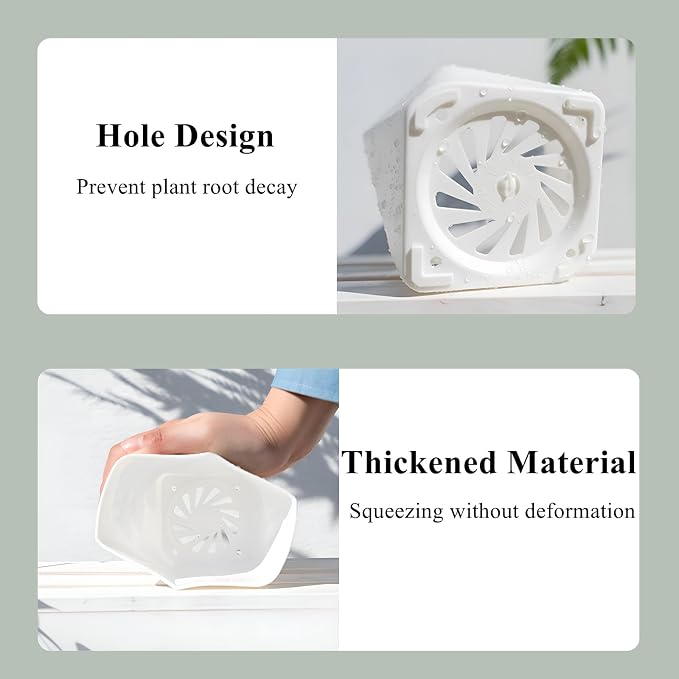 InmeRun Plant Pots Indoor Plastic Flower Pots Outdoor 5 inch Set of 12 Pack with Drainage Holes and Saucers for Garden Pots (5 in 12 White)