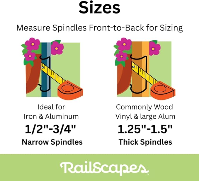 Bloem RailScapes Adjustable Floating Planter Hanger, Fits 1.25”-1.5” Balcony Railing Spindles, 3-Pack