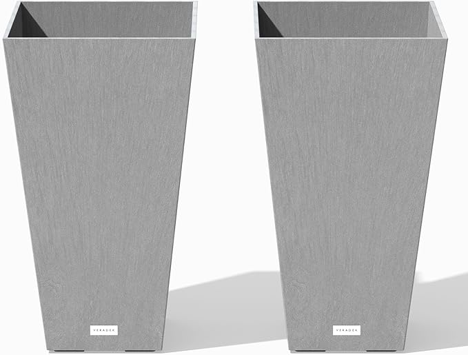 Veradek V-Resin Indoor/Outdoor Taper Planter, 2-Pack (24 inch, Gray)