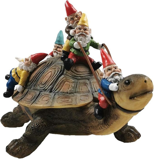 Sunthus Garden Gnomes Decorations for Yard Statues Turtle Outdoor Decor | Funny Resin Art Figurine For Gnome Lovers
