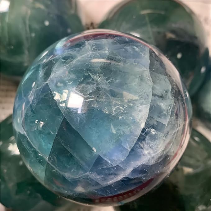 2-2.4 inch Natural Fluorite Crystal Ball with Stand, Hand Polished Colorful Fluorite Sphere, Reiki Healing Energy Stone, Home Desktop Decor Ornament
