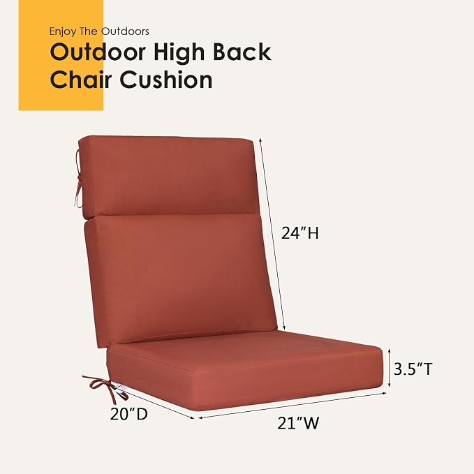 Sunbrella Outdoor High Back Chair Cushion, 2 Pack 44x21 inches Patio Chair Cushions Water Repellent Rocking Cushions Indoor Furniture Seat Pad, Spectrum Grenadine