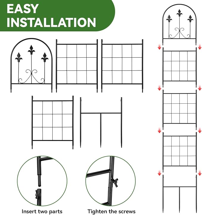 Amoskey 2 Pack 79x13in Durable Garden Trellis for Climbing Plants - Outdoor Trellis Supports for Lush Greenery - Ideal for Vines, Flowers, and Vegetables, Easy Installation & Space-Saving Design