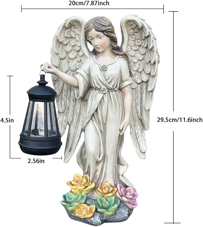 Solar Angel Outdoor Garden Decor Statues – 11.6 inches Outdoor Sculptures with Solar Light,for Outside Yard Art Patio Balcony Front Lawn Ornaments Gifts for Mom Grandma Women
