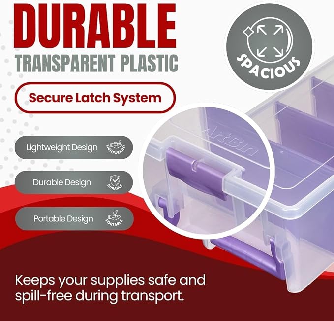 ArtBin Semi Satchel Portable Craft Organizer with 3 Dividers - Clear Plastic Storage Case for Art & Craft Supplies (Pack of 4)