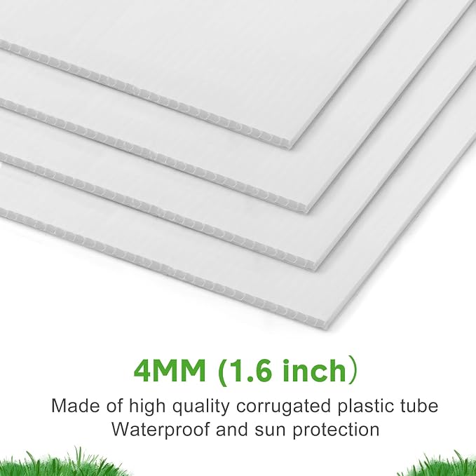 Tuanse 20 Pack Blank Yard Signs with Stakes 16x12 Inch Double Sided Corrugated Plastic Board Custom Lawn Signs for Garage Sale Real Estate Open House Advertising Rent Guidepost Birthday Party(White)