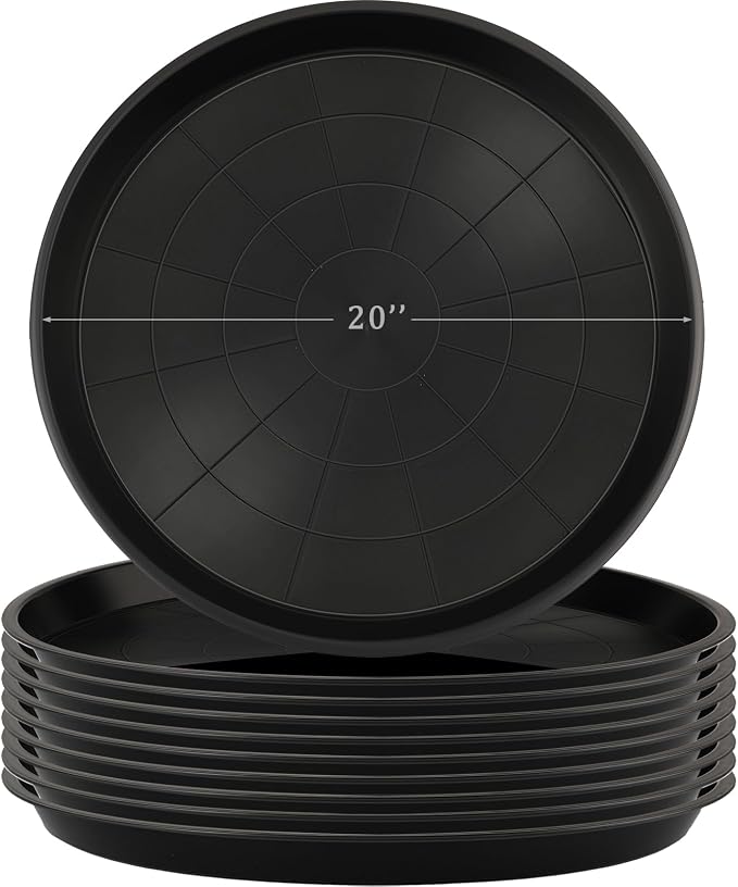 Eccliy 10 Packs 20 Inch Plastic Large Plant Saucers Heavy Duty Planter Trays Jumbo Flower Pot Saucers Plastic Water Trays for Indoors and Outdoors
