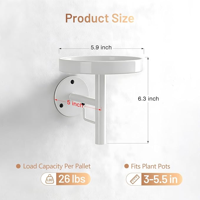 YUOROS 3 Pack Wall Planters for Indoor Plants Hanging Shelf Wall Mounted Plant Hanging Holder (White)