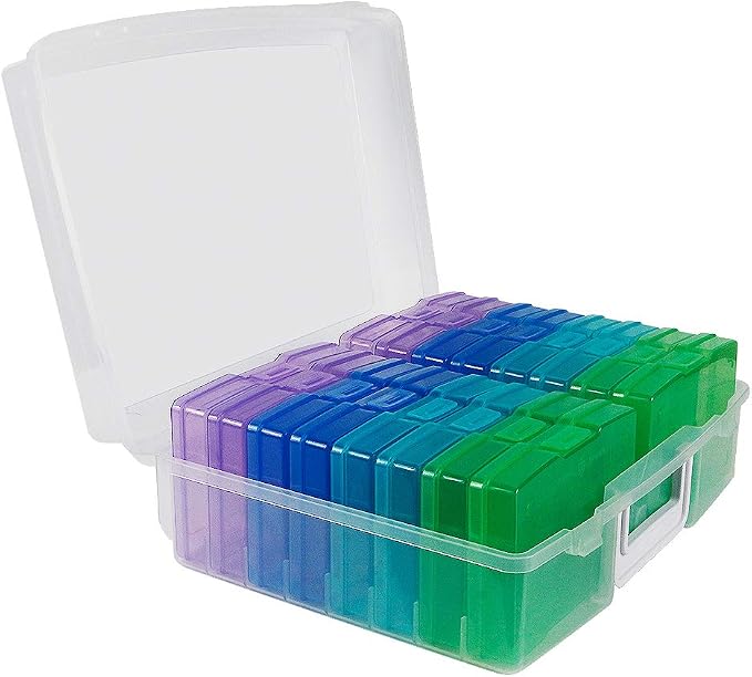 novelinks Photo Storage Box and 16 Inner 4" x 6" Photo Storage Containers | 1Pack Color, Photo Albums 4x6 Pictures, Photo Organizers and Storage, Card Game Storage, Task Boxes for Special Education
