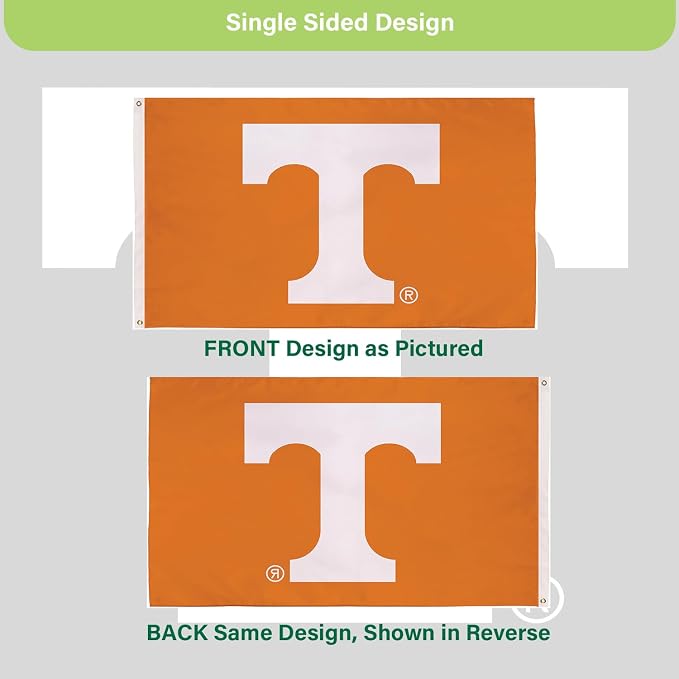 NCAA University of Tennessee Flag with Grommets, 3'x5' Tennessee Volunteers Outdoor College Flags & Banners for Garden Patio Indoor Wall Décor