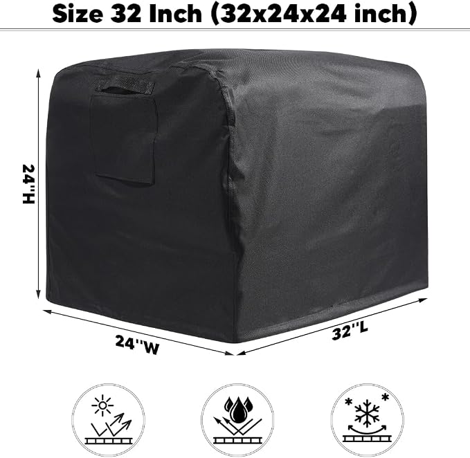 Generator Covers for Outside, with Air Vent & Handles & Drawstring Heavy-Duty 600D Oxford Fabric Waterproof UV-Proof Dustproof Protection for Generator Fit for Most Generators 5000-10000 Watt