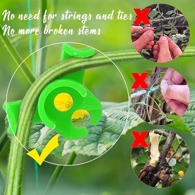 LucyPhy 60 Pack Plant Bender Angle Adjustable Plant Training Clips Low Stress Training Clips 90 Degrees Plant Stem(Circle Style,Green)