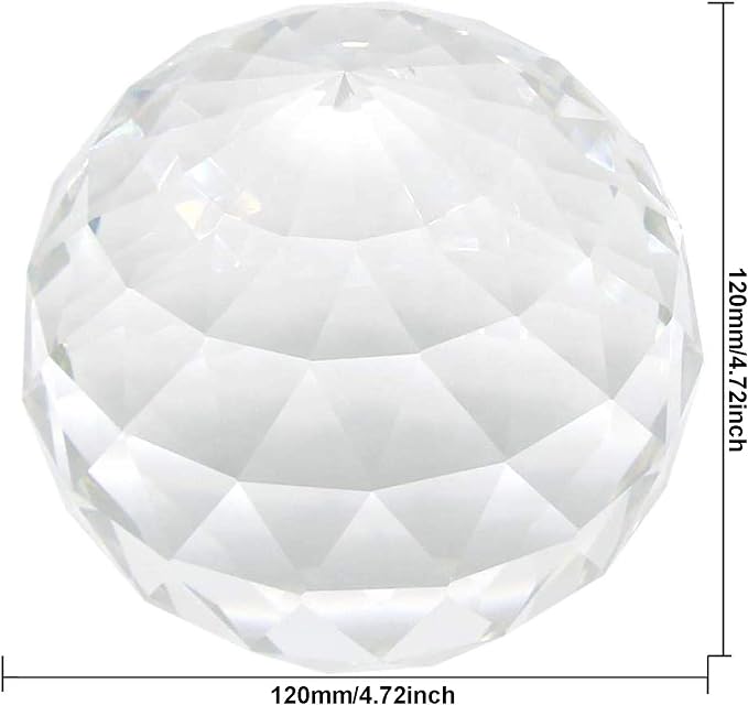 Together-life 4.72inch/120mm Clear Glass Crystal Ball Prism, Sphere Faceted Gazing Ball Suncatcher Rainbow Maker for Window, Feng Shui, Home Office Garden Décor, 120mm/4.72inch