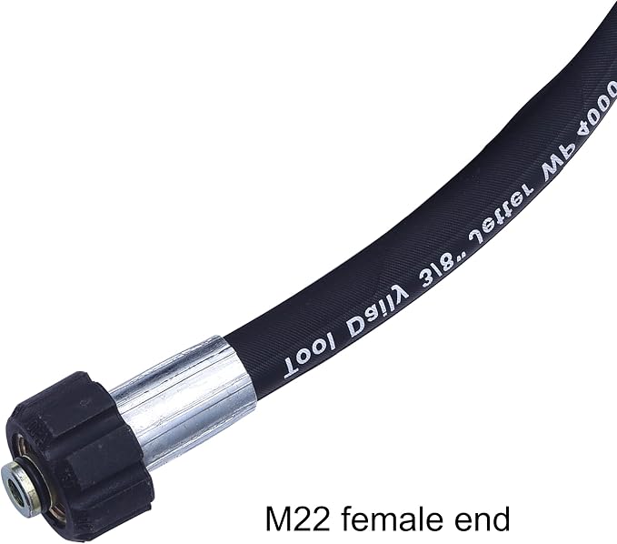 Tool Daily Pressure Washer Whip Hose with Swivel, Hose Reel Connector for Pressure Washing, 4 FT (3/8 NPT Solid + M22 Female)