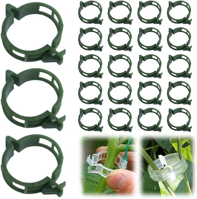 Secured Plastic Plant Clip, 2026 Upgraded Plant Support Clips Reusable Garden Clips, Plant Support Clips Garden Climbing Vines Fixing Clip Trellis Clips Climbing Tomato Clip (Green, 50pcs)
