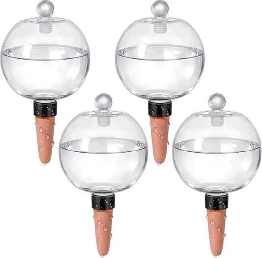 EX-Large Plant Watering Globes with Cover 26oz Top Fill Plastic Water Bulbs Self Watering Planter Inser, Slow Release Terracott, Plant Watering Devices for Plants, 4 Pack