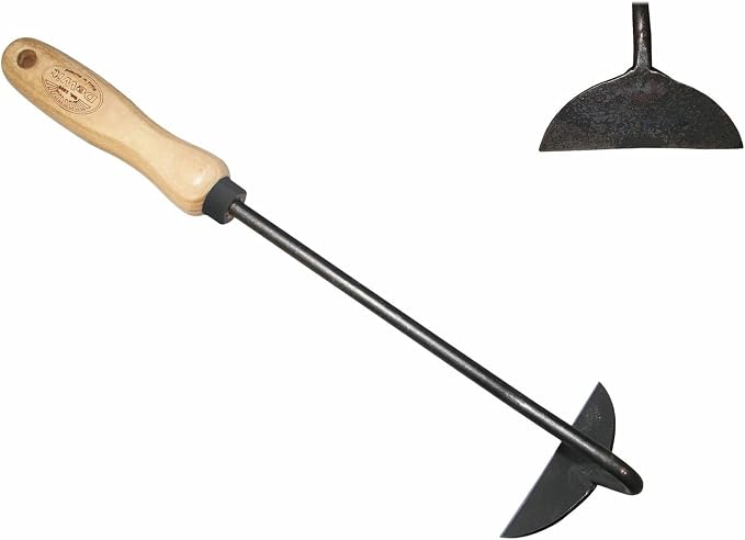 Onion Hoe Garden Tool – Heirloom-Quality Weeder & Chopping Hoe with Boron Steel Blade and Ash Wood Handle – 14" Long – Ideal for Flower Beds & Vegetable Gardens