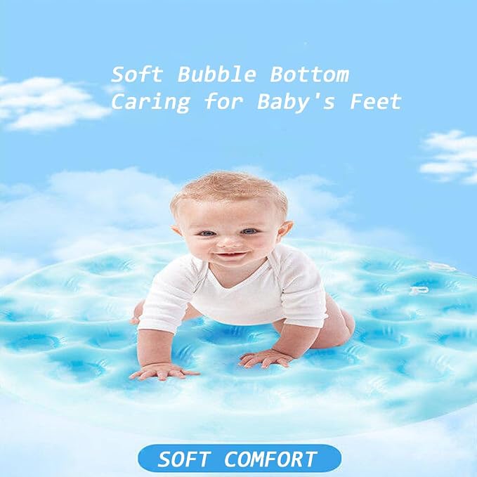 Inflatable Baby Kiddie Pools, 3 Rings Round Swimming Pool, Toddler Fun Water Swim Beach Floaties Toys, Kids Fishing Pond Ball Pit Pool, Small Infant Pool (Blue, 47 inch)