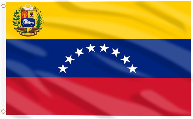 AhfuLife Venezuela Flag 3x5 Ft, 2 Pcs 8 Star Large Venezuelan Flags for Outside - Double Side with Brass Eyelets for Olympic Party Decorations Bar Garden Street Decoration Indoor Outdoor