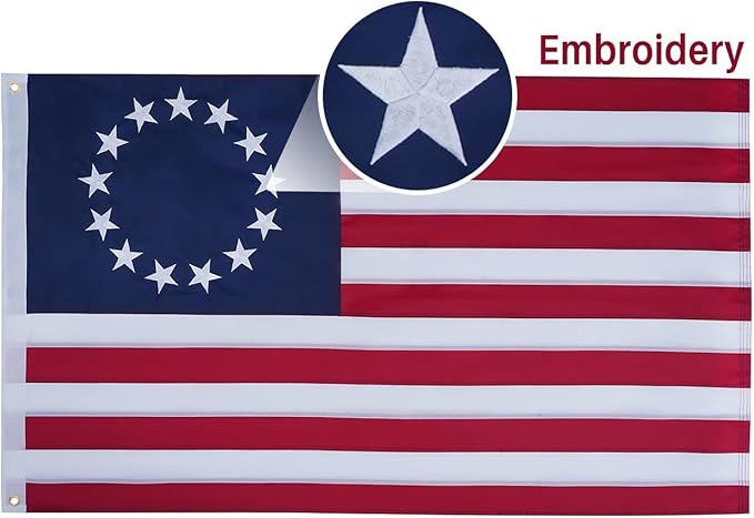 AMZFLAG American Betsy Ross Flag 3x5 ft 250 Anniversary Embroidered 13 Stars Colonial Flags Heavy Duty US United States 13 Colonies Flag with 2 Brass Grommets