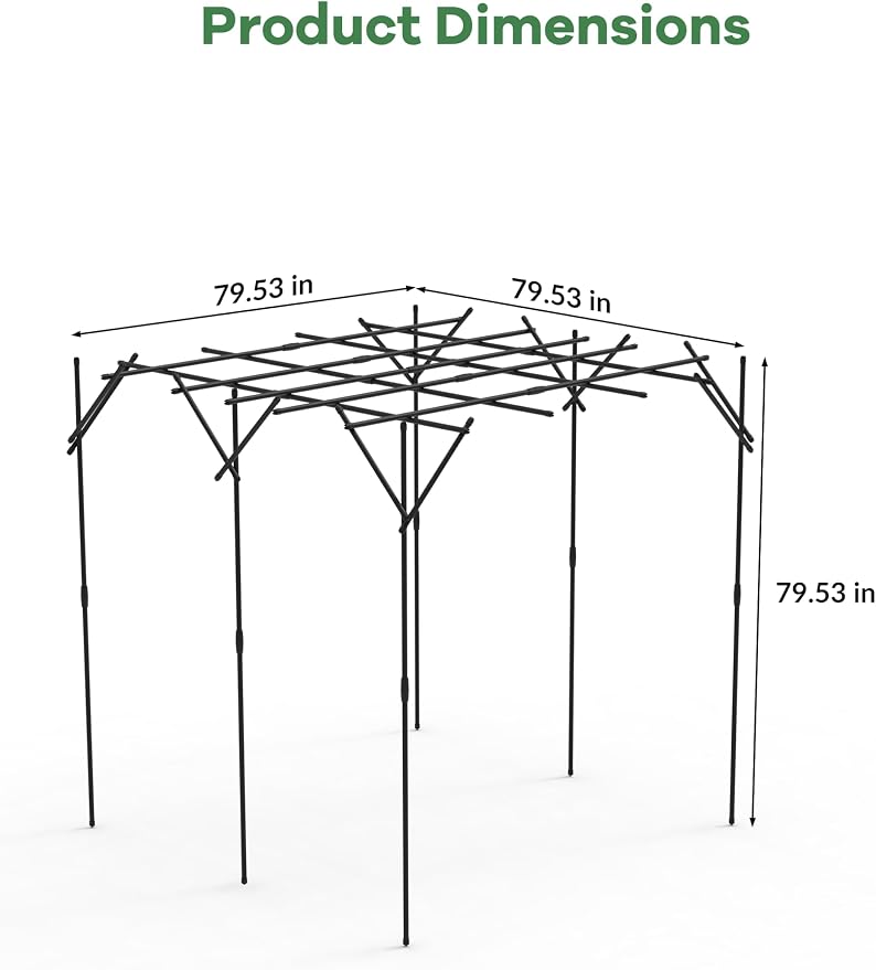 Patikuin Heavy-Duty Flat Top Garden Trellis for Climbing Plants, 80" Square Dome-Style Grape Growing Frame, Plastic Garden Arch for Weddings, Parties & Lawn Decor